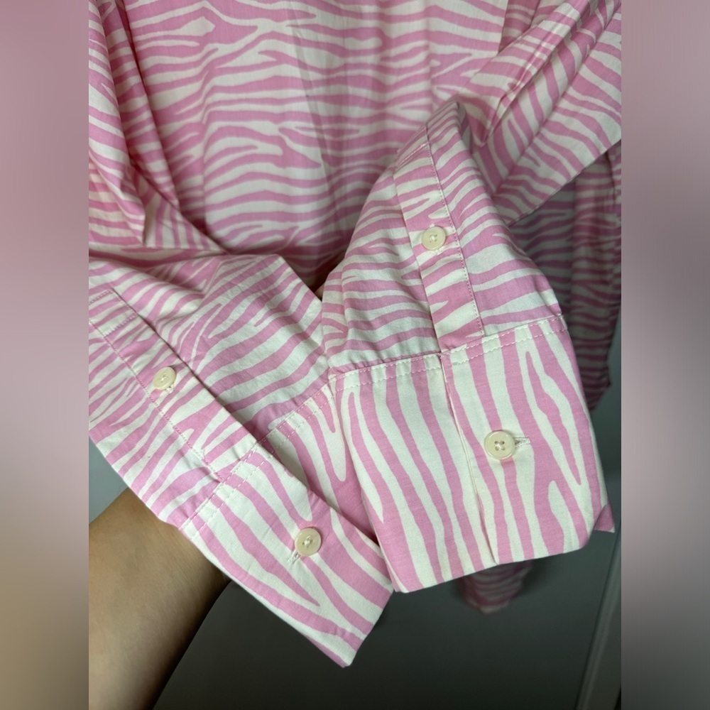 Grey Lab LA Zebra Animal Print Button Up Collared… - image 13